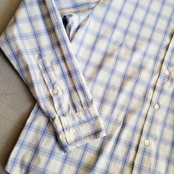Bonobos Shirt Mens Large White and Blue Check Standard Fit Long Sleeve - Picture 2 of 13